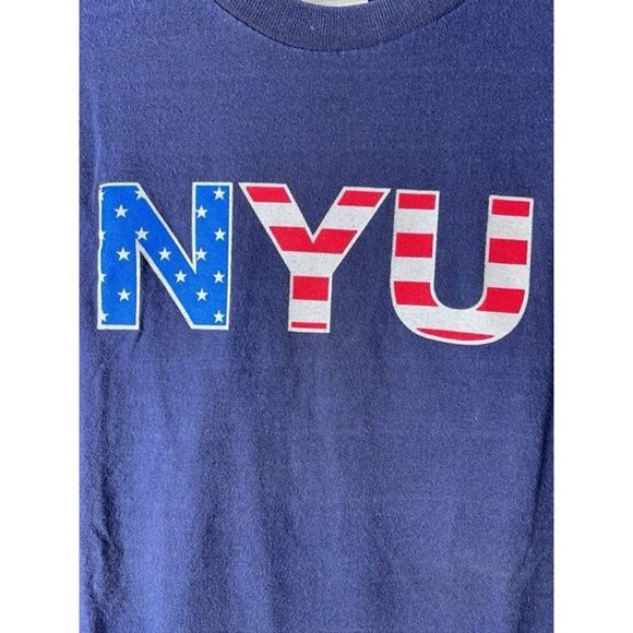 NYU New York University T-Shirt BlueCollegiate American Flag Vintage 2001 Small - Picture 2 of 10